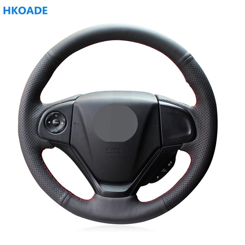 

DIY Hand-stitched Hige Soft Black Hige Soft Faux Leather Car Steering Wheel Cover for Honda CR-V CRV 2012-2016
