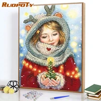 ruopoty christmas girl painting by numbers 40x50cm for adult handpainted frameless digital home decor gift