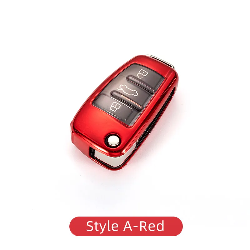 Style A-Red Автомобильный чехол для ключей, брелок для ауди Audi A1 S1 A3 8V 8P S3 Q3 Q7 TT, аксессуары для интерьера - Название цвета: Style A-Red
