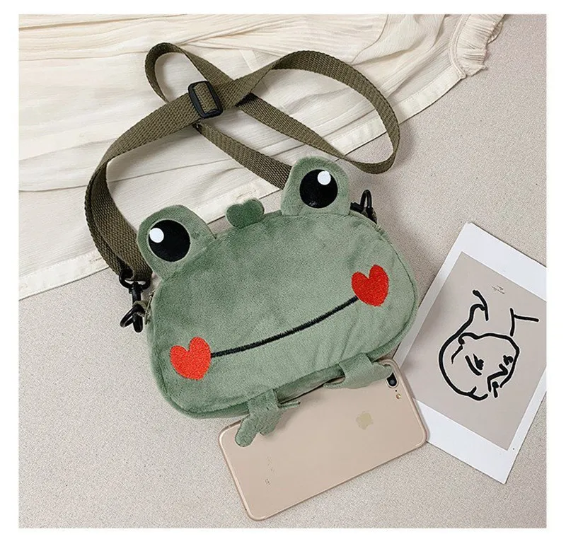 

Cute Shoulder Bags Kawaii Frog Shoulder Crossbody Bag Coin Purse Messenge Bags Plush Toy Girls Girlfriend Kids Children Gift