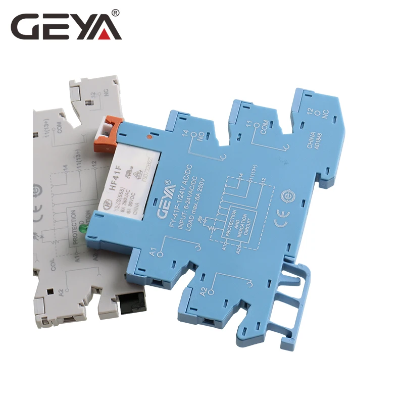 Реле на din рейке GEYA с винтовой розеткой светодиодный защитой 24VDC/AC or12VDC/AC Hongfa|Реле| |