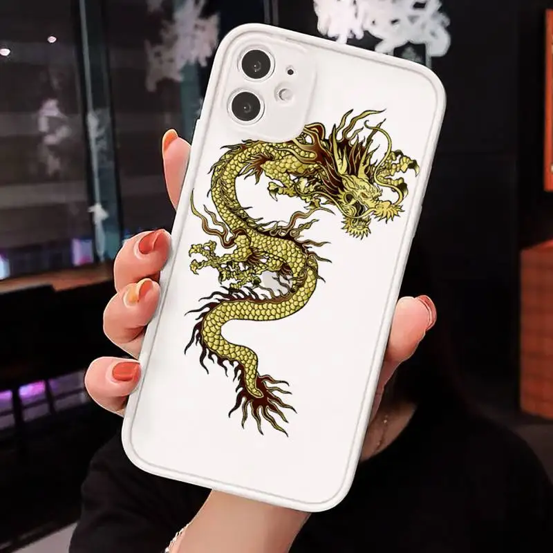 

Chinese style Dragon pattern luxury Phone Cases funda matte transparent For iphone 7 8 11 12 plus mini x xs xr pro max cover