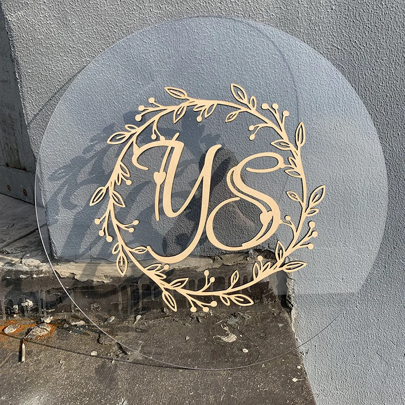 Пользовательское имя Круг резьба по дереву знак пользовательские деревянные