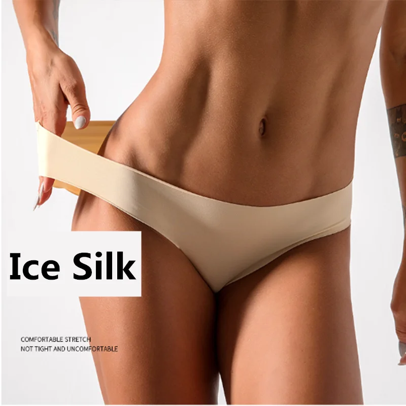 Бесшовные женские трусики со средней талией из вискозы 3 шт. однотонные чистого