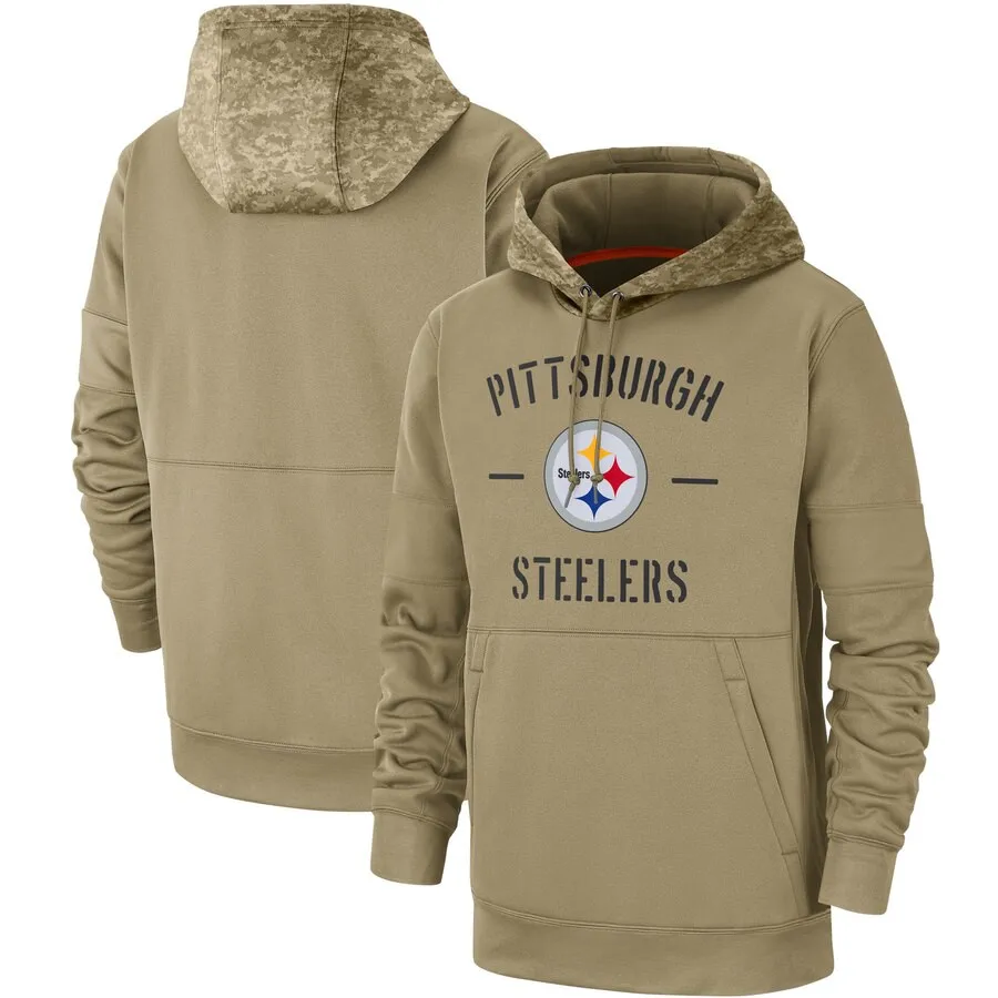 Питтсбург мужской женский молодежный Американский Футбол Толстовка Steelers Салют для обслуживания Sideline Therma пуловер с капюшоном Тан