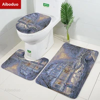 aiboduo 3pcsset toilet lid cover set non slip christmas warm home decoration absorbent carpet bath mat multi size restroom rug