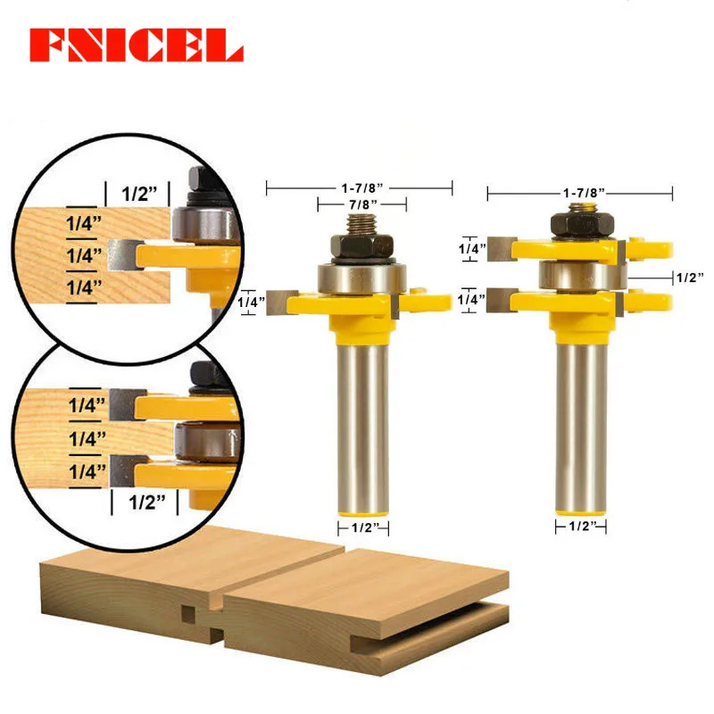 Набор фрез комплект настила для деревообработки с хвостовиком 1/2 дюйма 2 бита |