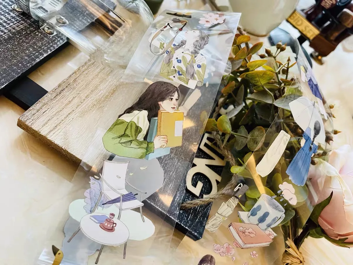 

Lovely Book Girl Washi Tape for Card Making Bullet Journal DIY Scrapbooking Decorative Sticker