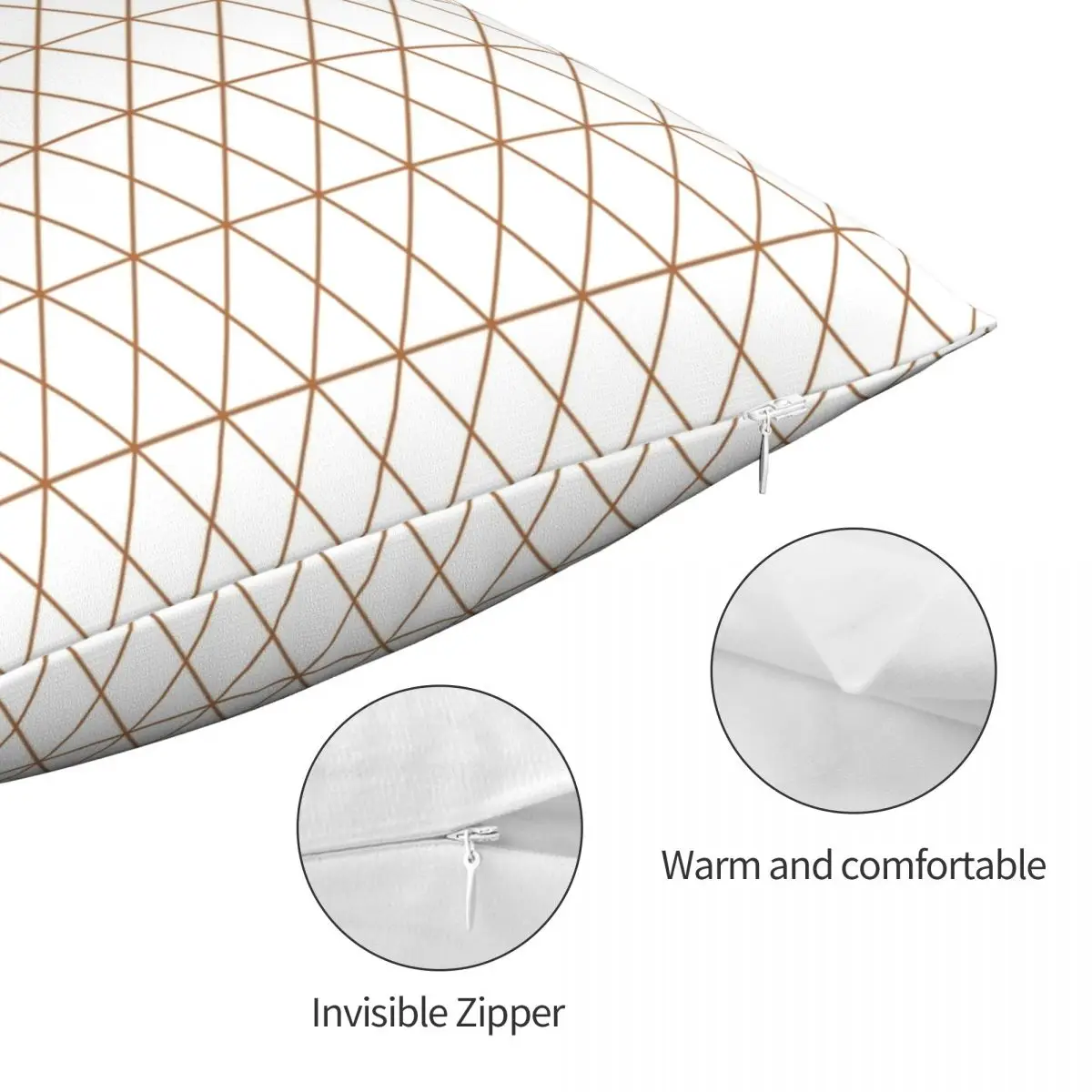 Медная Белая Квадратная наволочка с геометрическим рисунком и бриллиантами