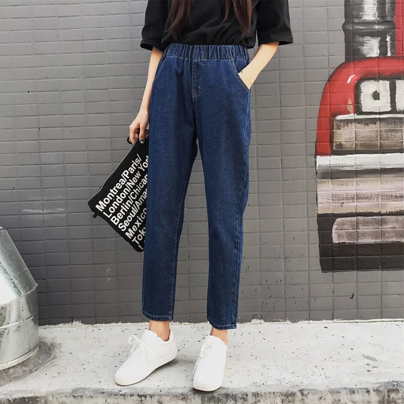 Женские джинсы Новинка Осень Зима Свободные повседневные девять брюк женские