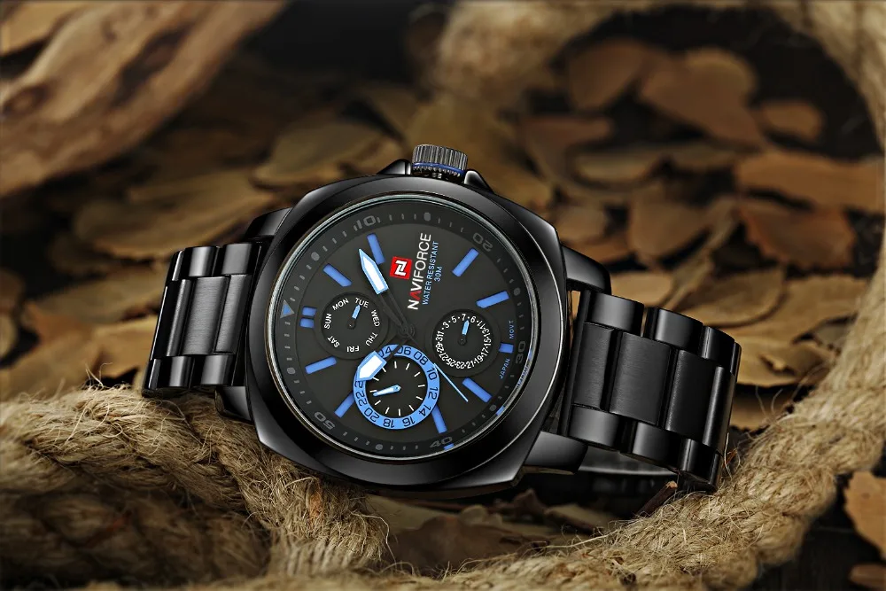 NAVIFORCE Мужские кварцевые часы лучший бренд военные спортивные часы мужские водонепроницаемые часы из нержавеющей стали с календарем Relogio Masculino