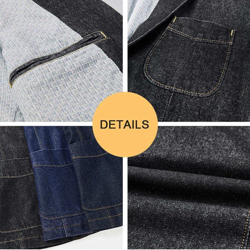 

New Denim Blazers Men Oversize Male Coat Casual Denim Jacket Men's Clothing Leisure Suit Jackets Mens Outwear 4XL AF81985