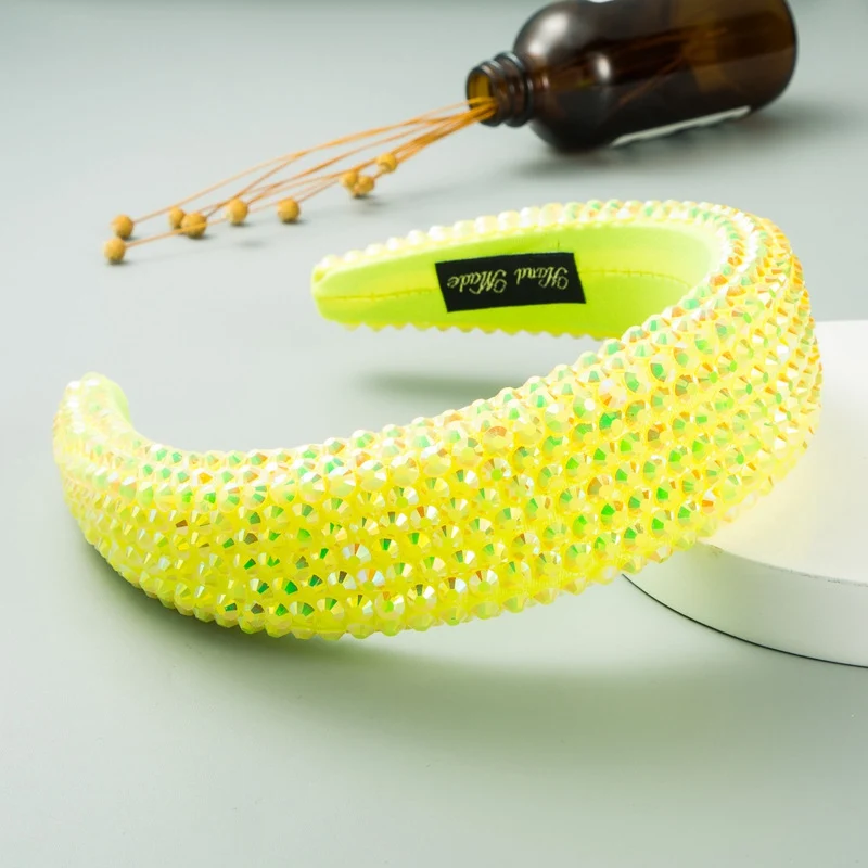 

2pcs Colorful Crystals-Inlaid Sponge Rhinestone Headband European and American Baroque Headband Wide-Brimmed Rhinestone Head