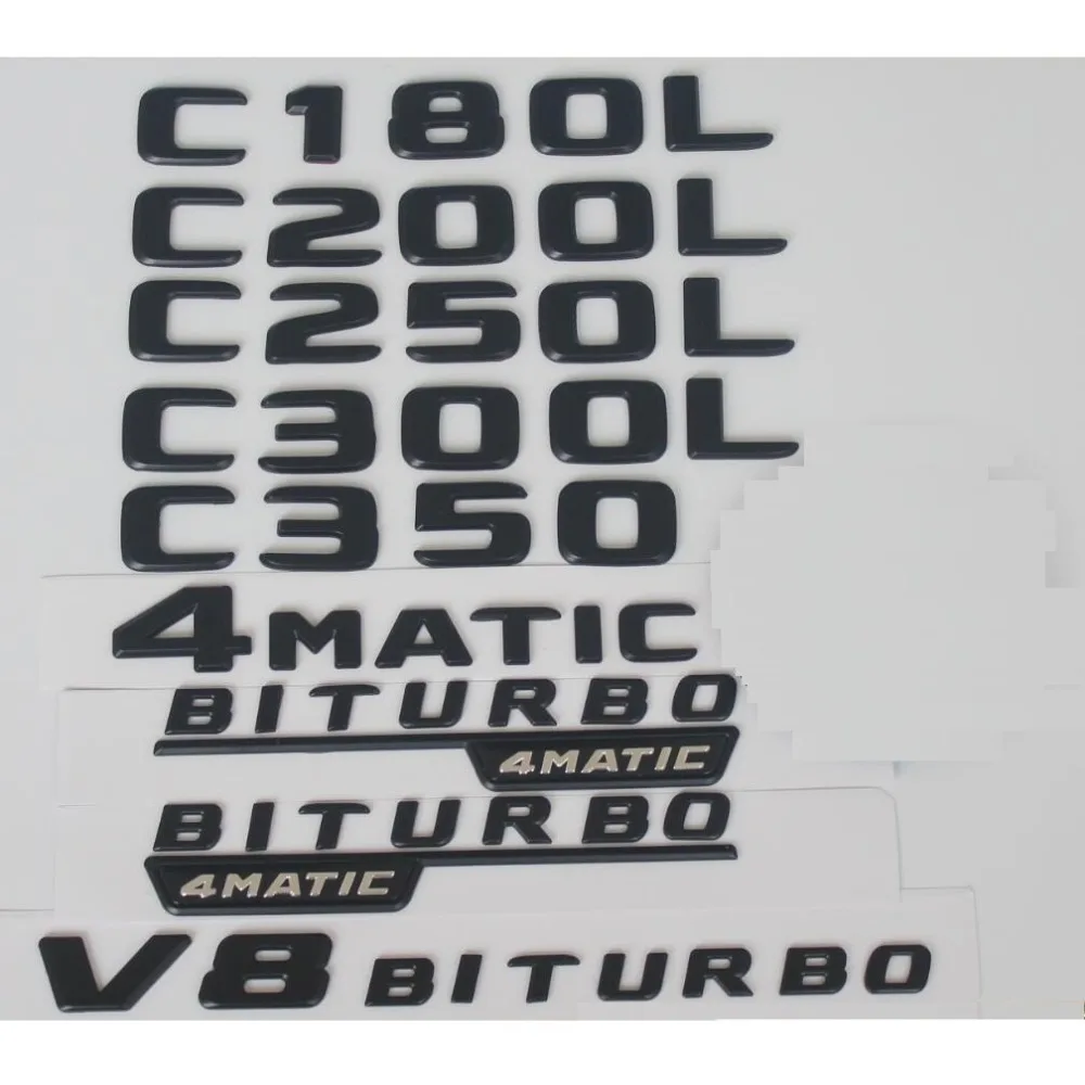 

Flat Black Rear Trunk Letters Badge Badges Emblem Emblems for Mercedes Benz C180 C200 C220 C240 C250 C300 C350 C400 4MATIC