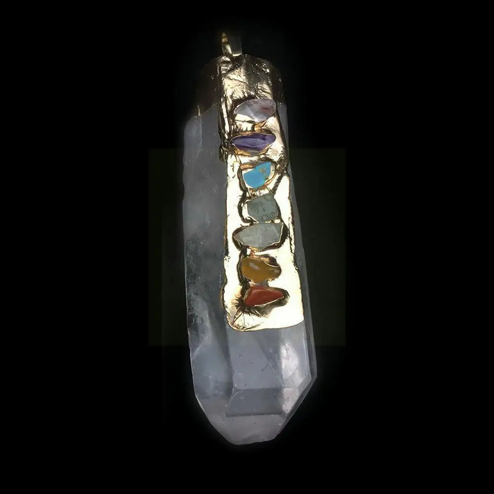 

7 Chakra Balancing Quartz Necklace Natural Stone Crystal Gift Reiki Energy Mineral Healing Pendant Stone Ore Necklac I1k1
