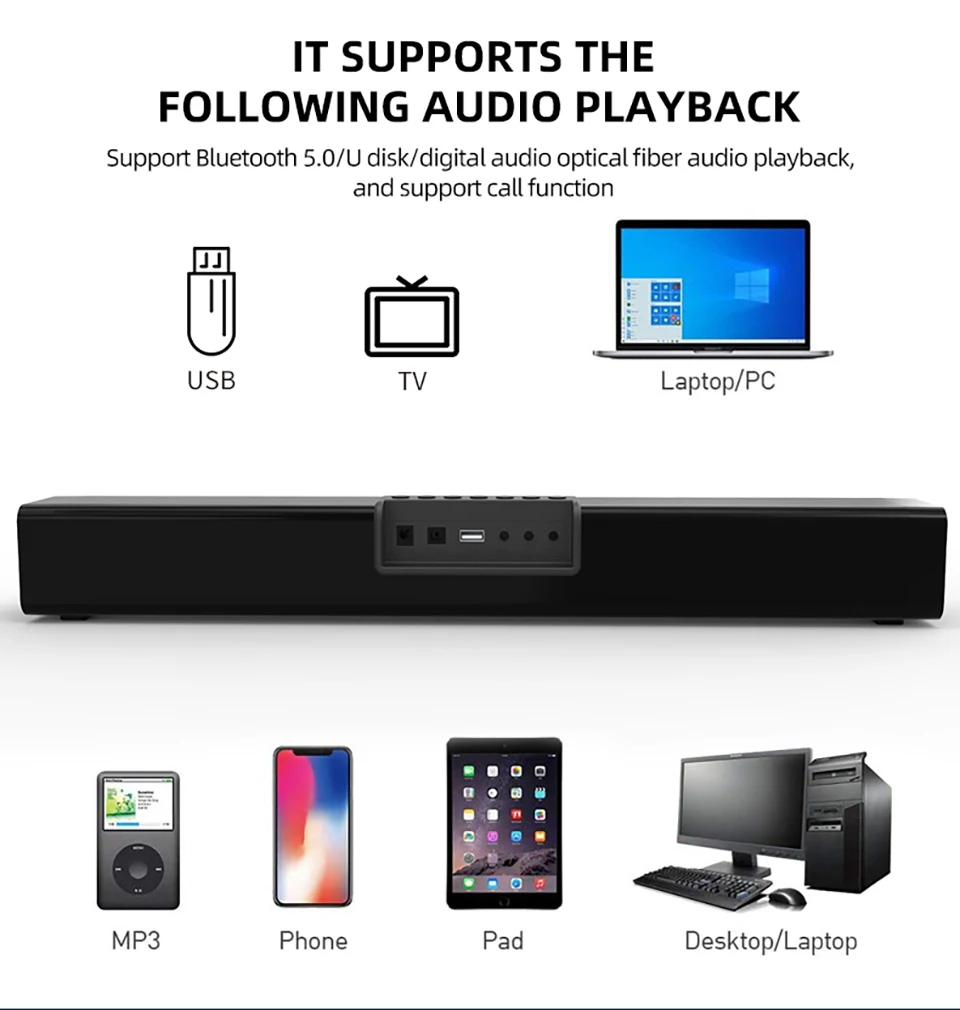 2021 Computer Game Speakers with RGB Light Powerful Bass Stereo Sound USB 3.5mm Optical Soundbar PC 20W Speaker for TV Mobile |