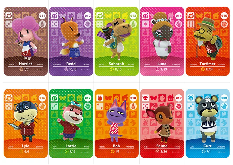 

Series 1001-030ACNH Animal Croxxing Villager Card Bob Fauna Tiffany NFC Villagers Game Card NS Switch WiiU 3DS Free Shipping
