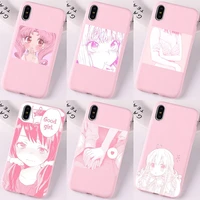Hot Pink Manga Cute Japanese Anime Cartoon Kawaii Japan Girl Phone Case For iPhone Plus Pro Mini Max Cover
