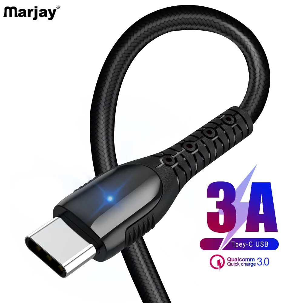 Marjay type C кабель для быстрой зарядки для samsung S10 S9 S8 быстрое зарядное устройство USB-C кабель для Xiaomi Redmi провод кабель для передачи данных для huawei P30