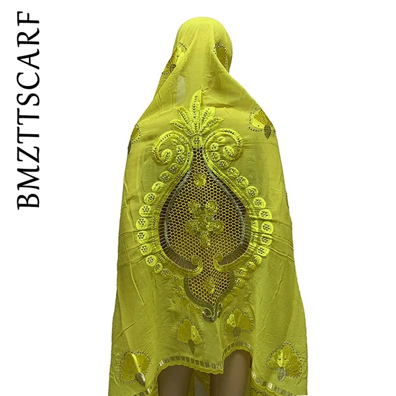 

Latest african Women Cotton Big Scarfs Nice Embroidery on the back Multifunctional Scarfs for African Women BM909