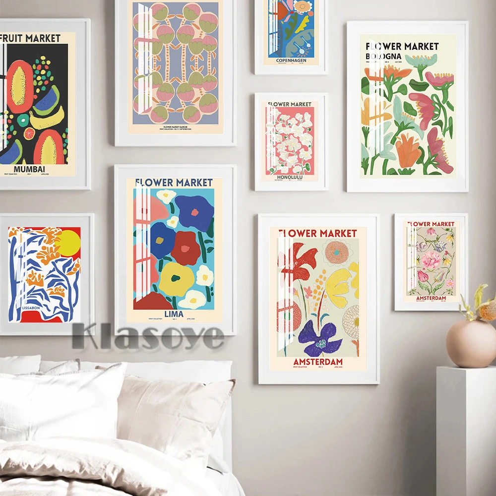 

Flower Market Printable Poster Minimalist Floral Pattern Art Prints Coffee Shop Canvas Decor Painting Modern Living Room Picture