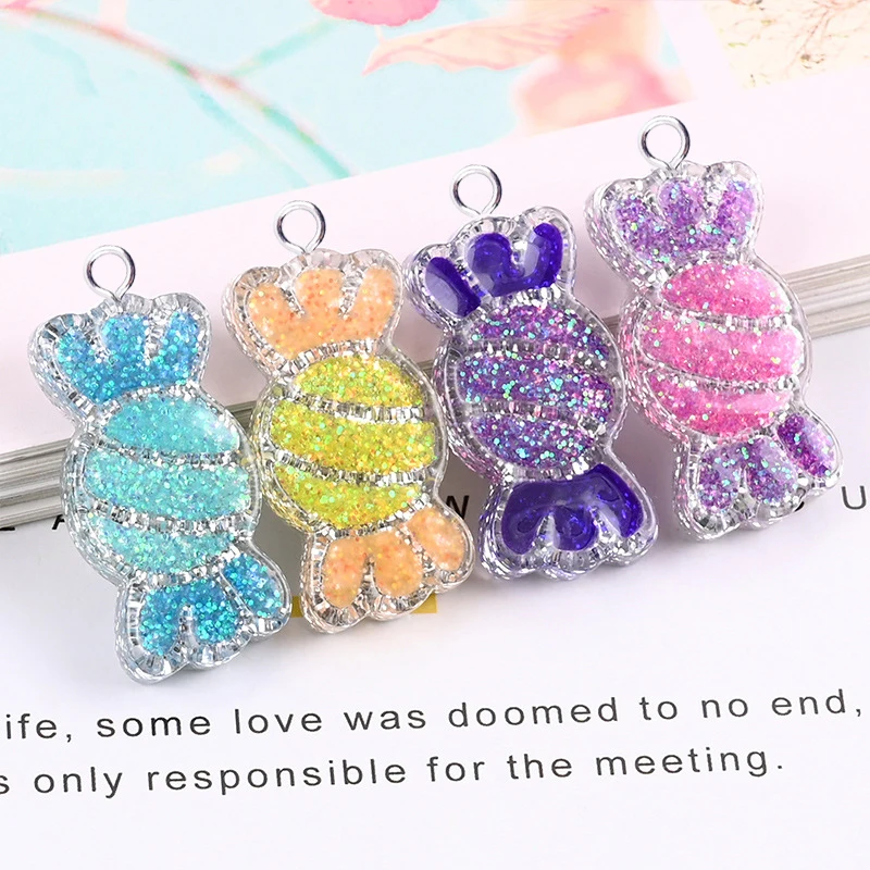 

10 шт. милые яркие конфеты, милые Подвески из смолы, шармы для ювелирных изделий, фурнитура ручной работы, Подвесные серьги, аксессуары для во...