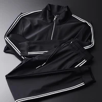fashion hit color casual sports jacket suit mens 2021 spring new young and middle aged stand up collar two piece suit