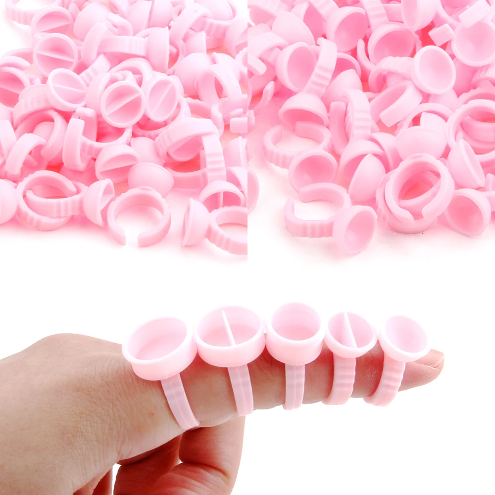 

Wholesale 100Pcs Glue Rings Holder Disposable Eyelash Extension Glue Cup Tattoo Pigment Container Ink Pallet Eye Lashes Supplies