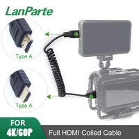 lanparte coiled hdmi compatible cable for type a camera socket for atomos 10 bit for bmpcc 4k