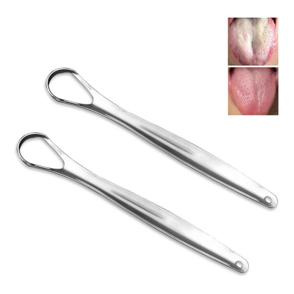 

2Pcs Useful Tongue Scraper Stainless Steel Oral Tongue Cleaner Medical Mouth Brush Reusable Fresh Breath Maker