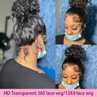 Парик из 250% человеческих волос с плотностью глубоких волн, парик из кудрявых человеческих волос, прозрачные парики из 360 на сетке для женщин, парик из натуральных волос на сетке 13X 4
