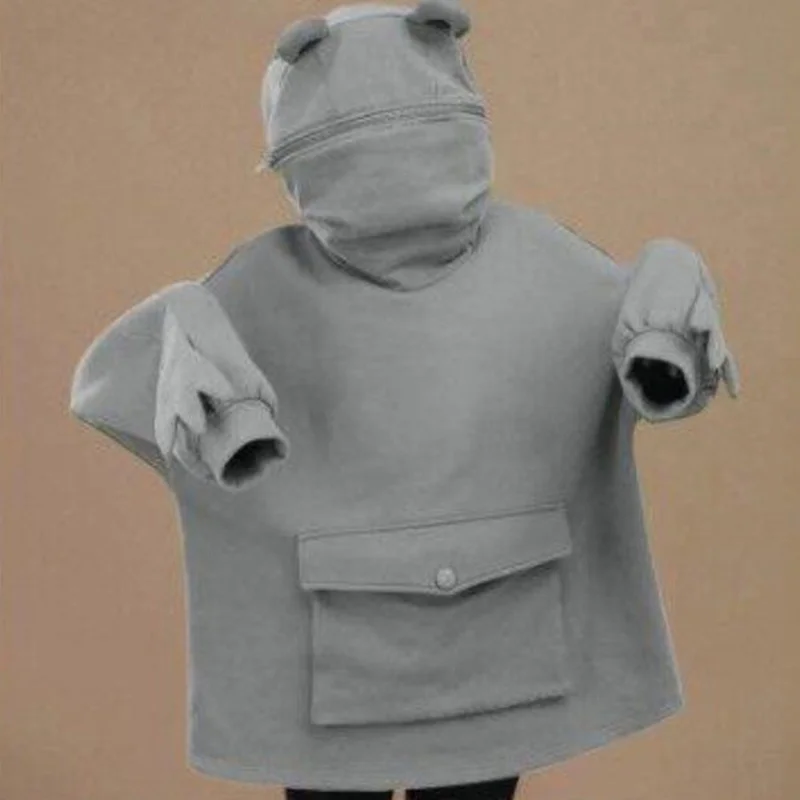 

Толстовка в стиле Харадзюку, Женский утепленный пуловер с трехмерным карманом и капюшоном