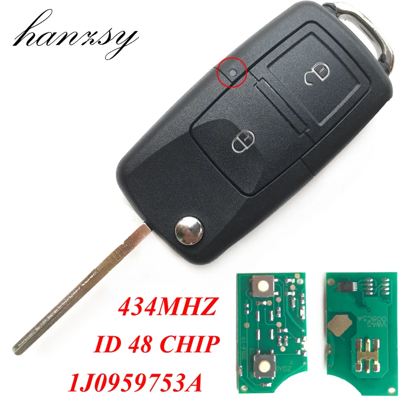 2 кнопки 434 МГц Автомобильный Дистанционный ключ для VW VOLKSWAGEN Polo Golf Beetle Passat Lupo Bora