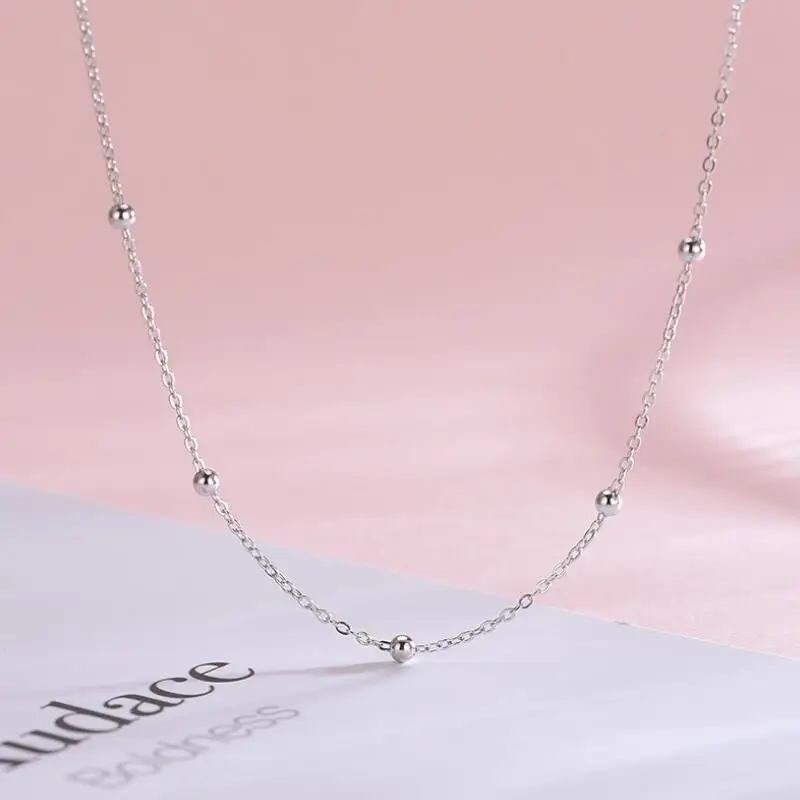 Женское колье чокер из серебра 925 пробы с бусинами|Ожерелья подвеской| |