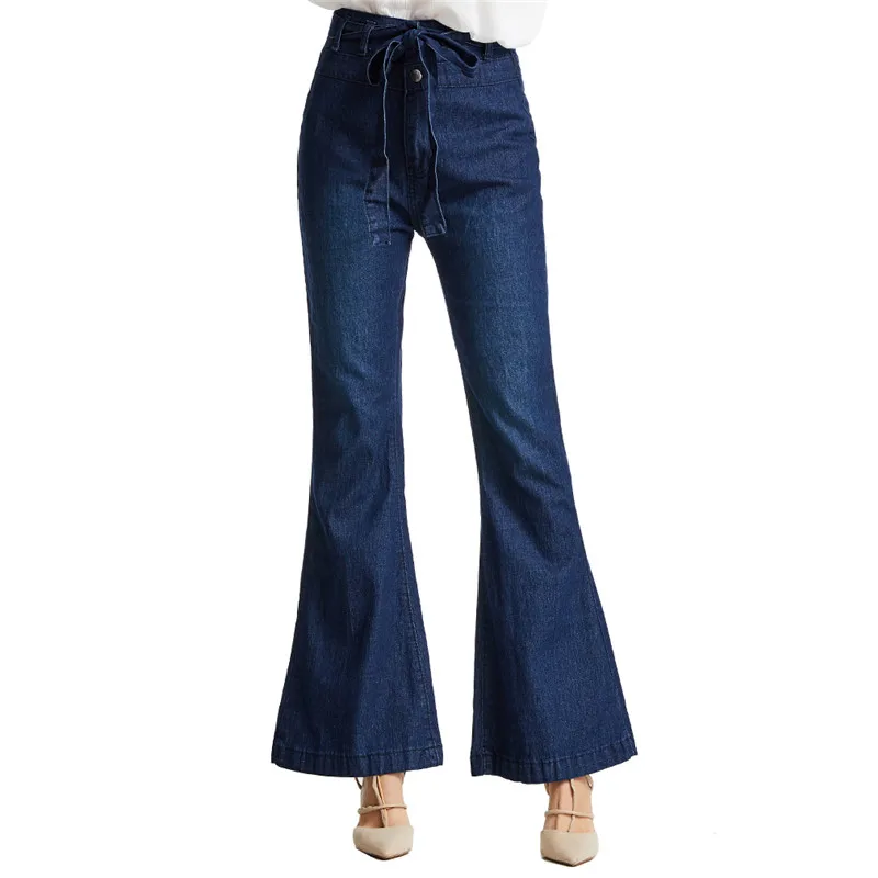 

Flare Jeans Woman Autumn Winter High Waist Jeans Women Trousers Elastic Plus Loose Denim Jean Pant Retro Wide Leg Pants Women