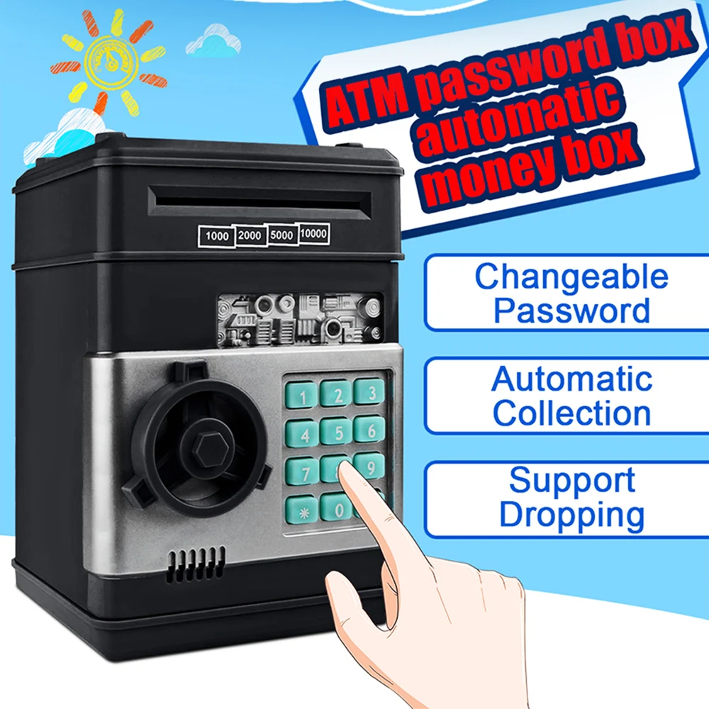 

Christmas Gift Saving Box ATM Bank Safe Box Automatic Deposit Banknote Electronic Piggy Bank ATM Password Money Box Cash Coins