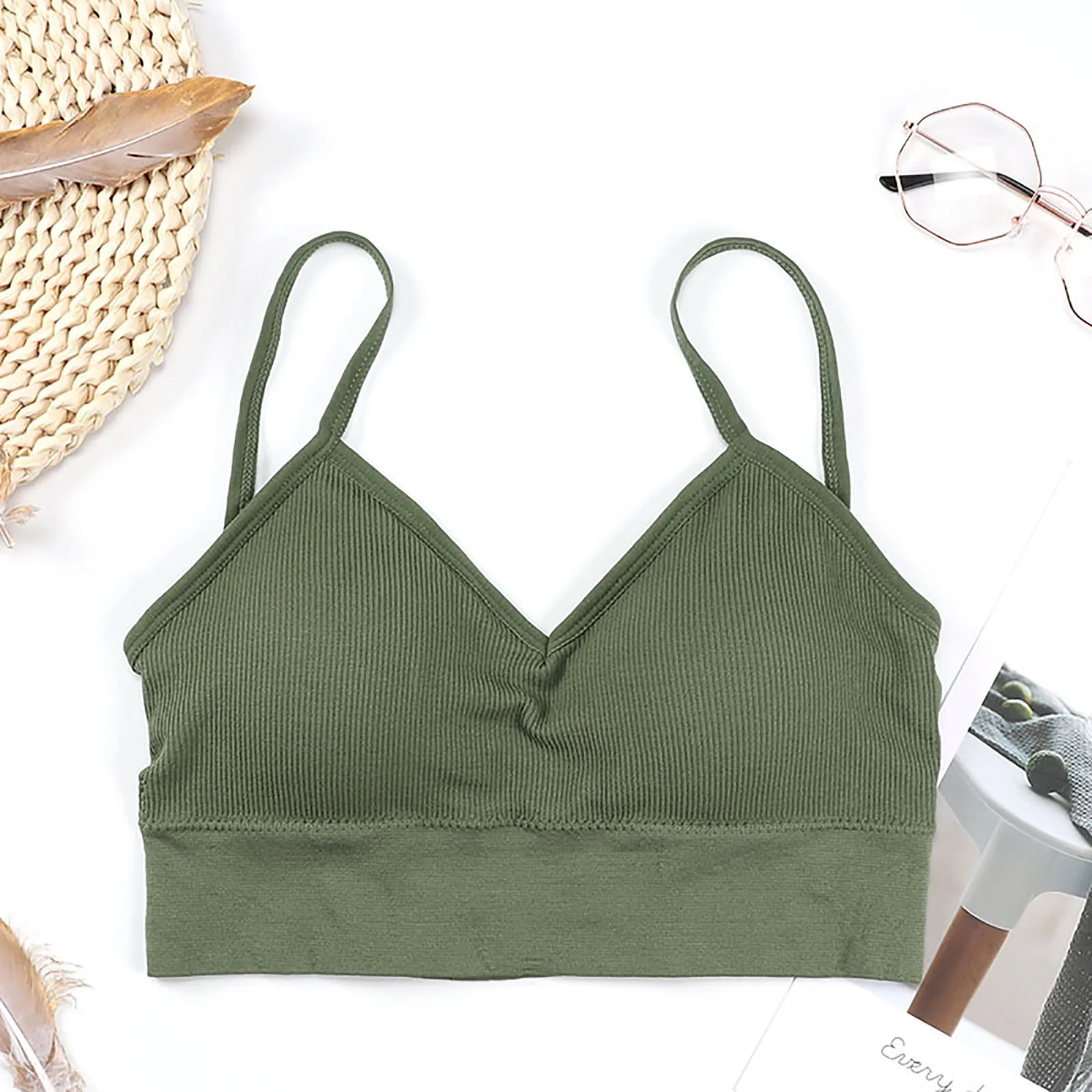 

Women Sling Bra Without Steel Ring Sports Underwear Elastic Gathering Bralette Summer Anti-light Korean Style Wild Bra Tube Top