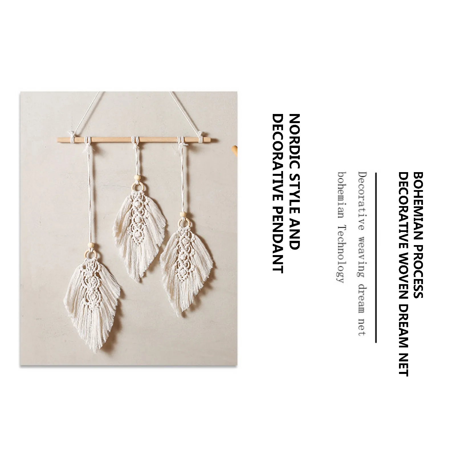 Мини гобелен с изображением листьев макраме стене висит в богемном стиле