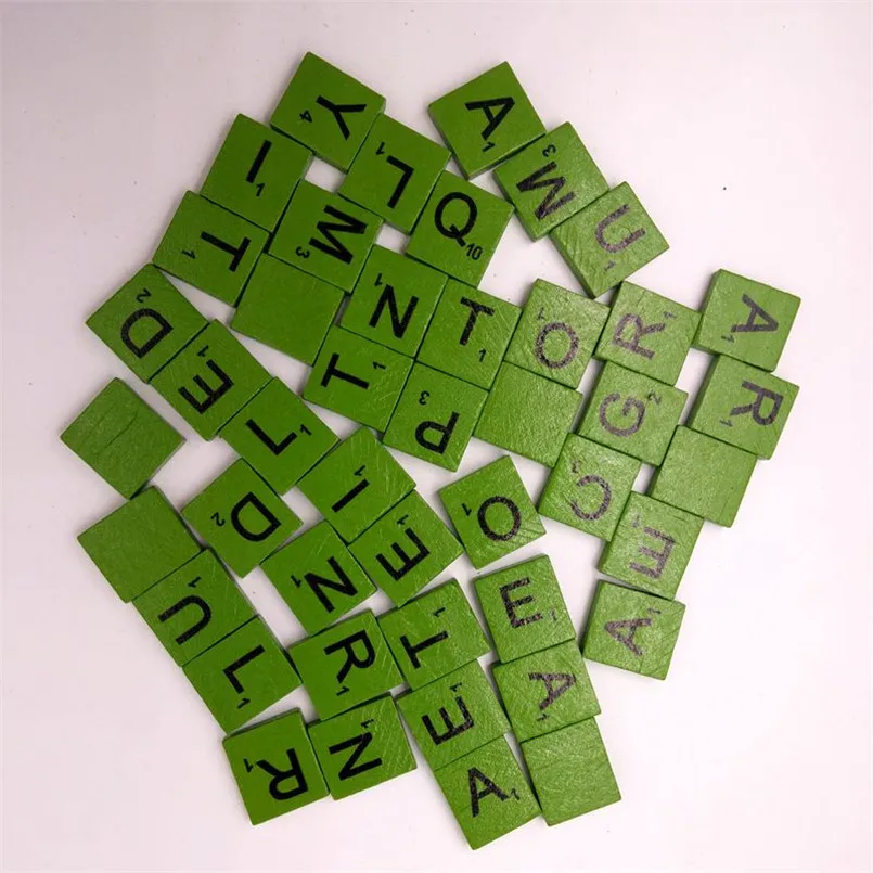 100 деревянные алфавиты Scrabble плитки черные буквы цифры резьба по дереву Valuabe