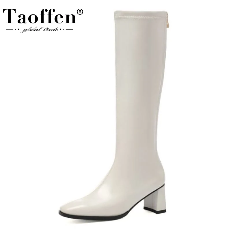 

Taoffen/размеры 32-43; Новая женская обувь; Сапоги до колена; Высокие сапоги на толстом высоком каблуке; Вечерние модные женские сапоги; Сезон осен...