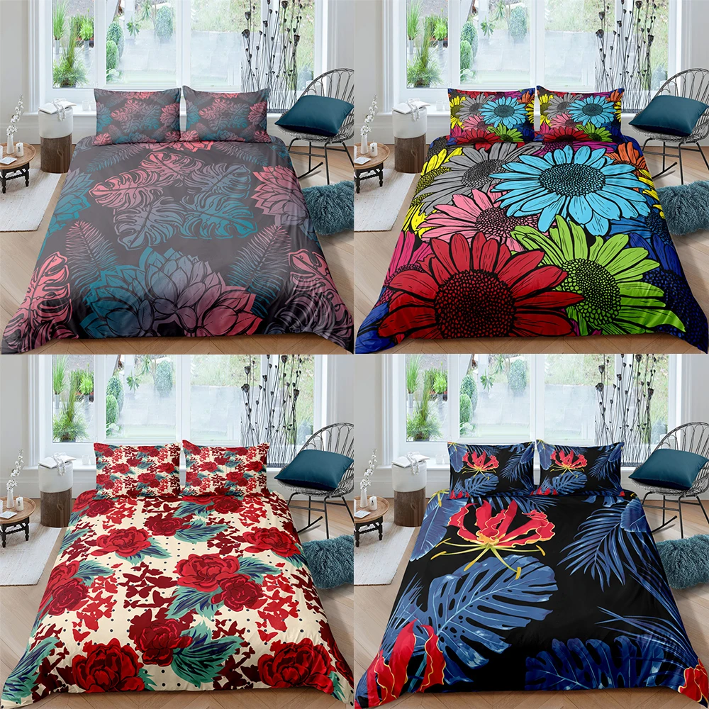 

Flower Pattern Comforter Cover Pillowcase Bedding Set Bed Cover Quilts Twin Full Queen King Size Floral Duvet Cover Bedclothes