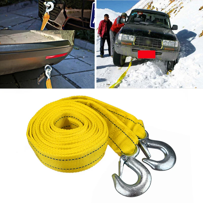 

4M Tow Strap Tow Cable Towing Pull Rope Strap Hooks Van Road Car Rescue Tool Heavy Duty 5 Ton Car Accessories Hook Steel