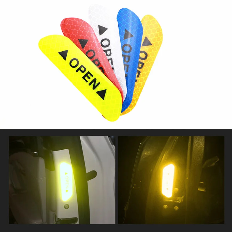 4pcs / set Car Reflective Stickers Door Wheel Eyebrow Sticker Decal Warning Tape Safety Sign Strips | Автомобили и мотоциклы
