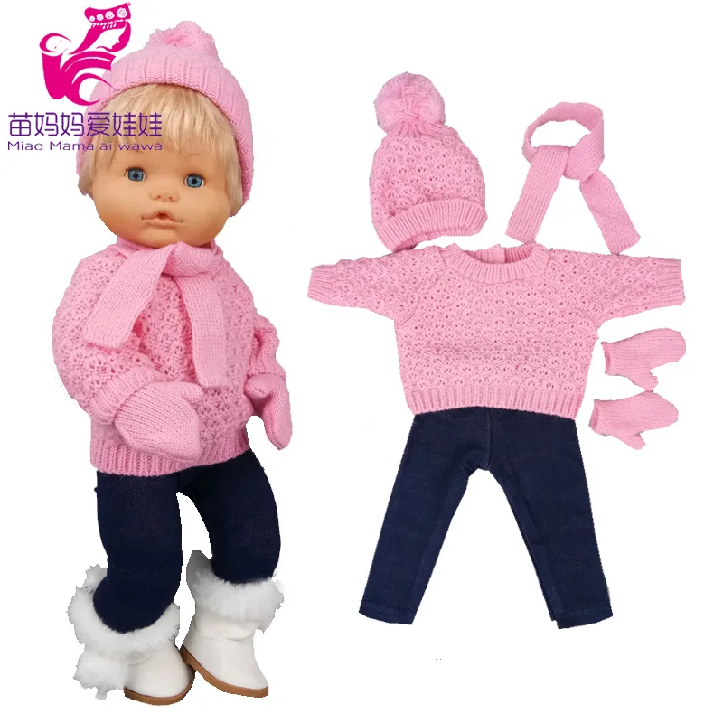16 inch Nenuco dolls clothes pink sweater hat scarf Ropa y su Hermanita baby doll costumes winter