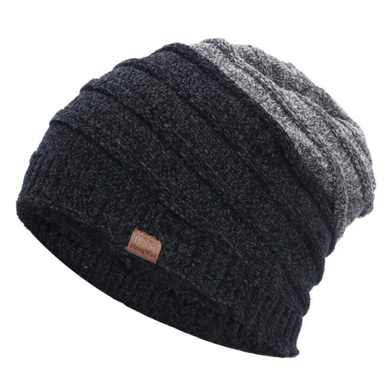Вязаная шапка мужская зимние мужские шапочки облегающие шапки теплая