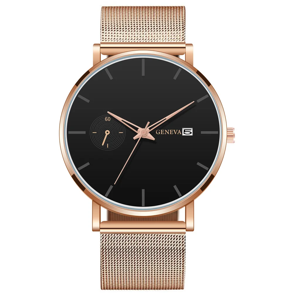 

2020 New Fashion Geneva Brand Watch Date Display Alloy Quartz Sport Men Watches Mesh Band Casual Wristwatch Clock saat erkek