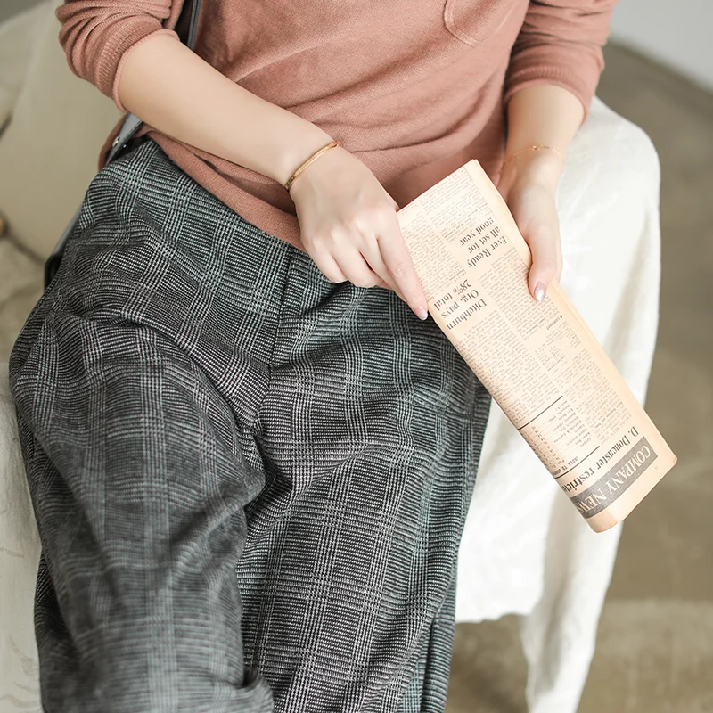 Женские клетчатые повседневные брюки Новинка осени 2019 винтажные женские на