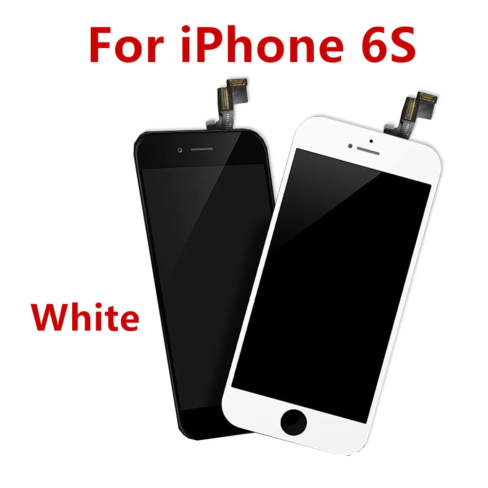 For 6S White AAA+++ ЖК-дисплей для iPhone 6 6S Plus, сенсорный экран, сменный дигитайзер, сборка для iPhone 5, 5S, без битых пикселей, закаленное стекло - Цвет: For 6S White