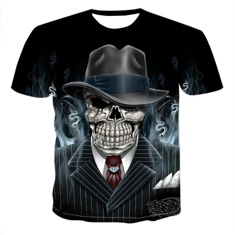 Camiseta de calavera 2020 camiseta панк рубашка pistola 3d ropa gtica Vintage para hombre |Мужские футболки| |