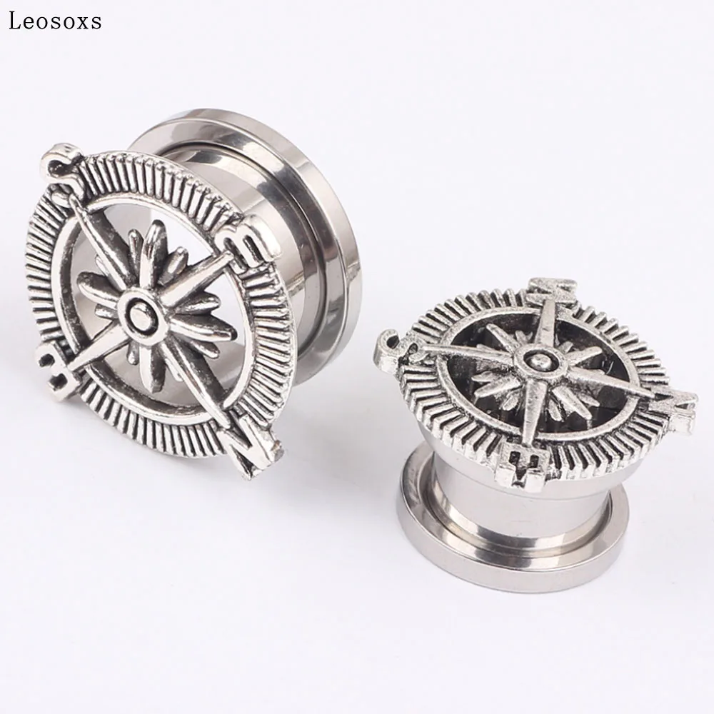 

Leosoxs 2pcs Vintage Compass Ear Expander Ear Expander Piercing Ear Studs